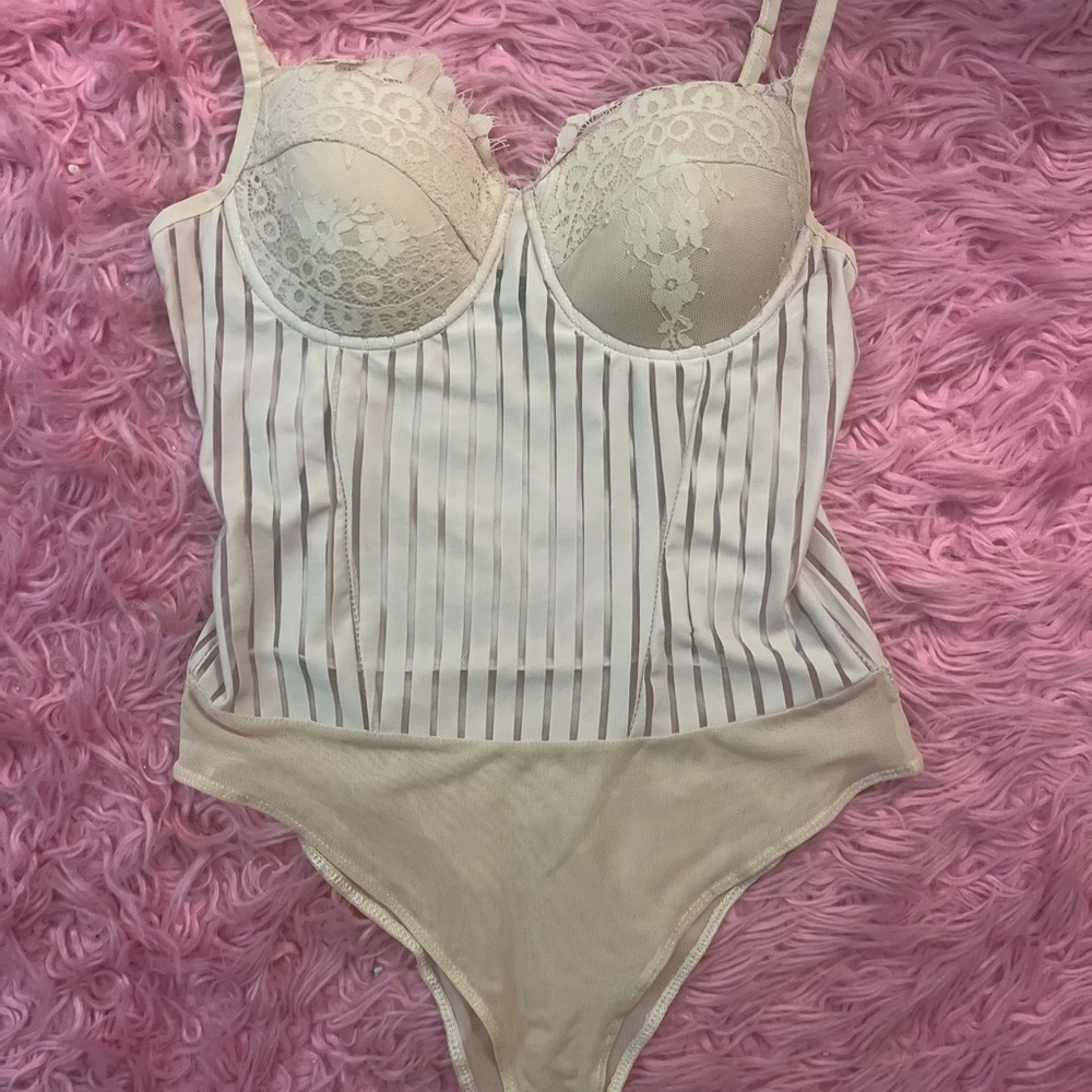 Elegant Cream Lace Bodysuit